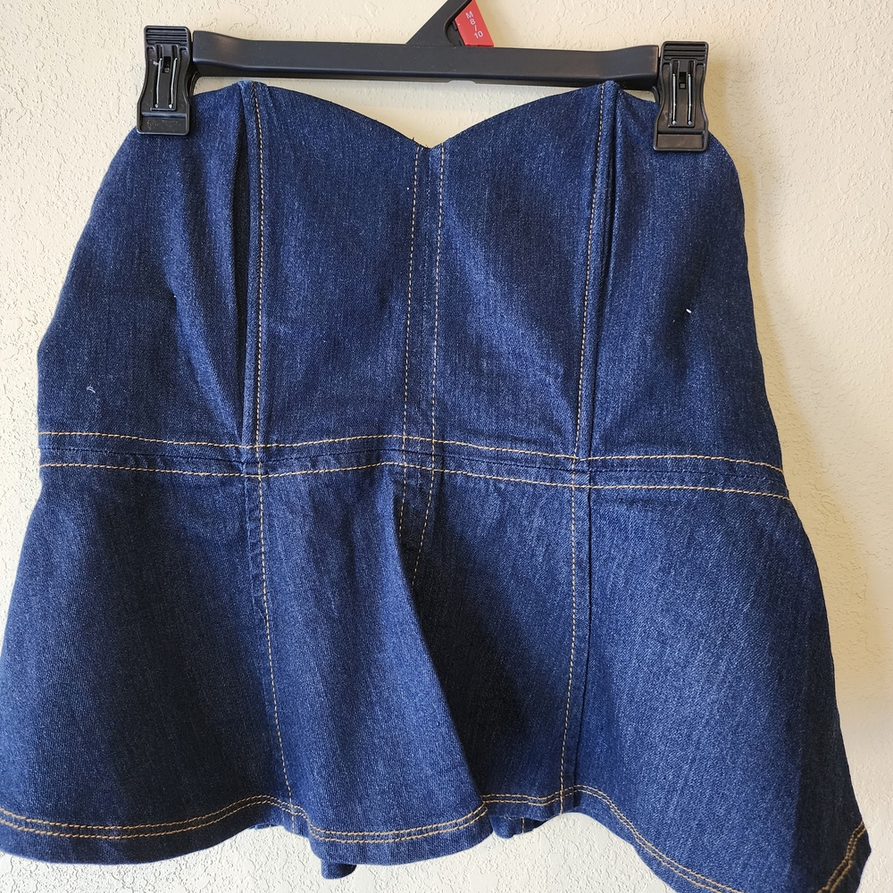 Blue Denim Strapless Top